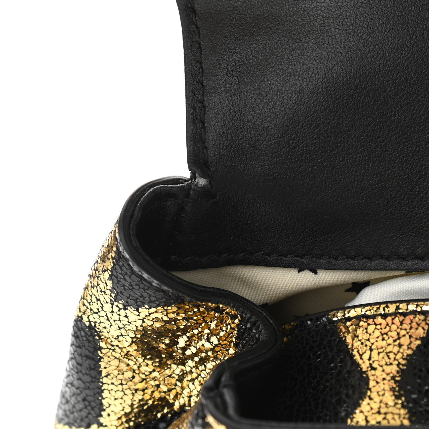 Gucci Metallic Cracked Calfskin Belt Bag Gold Black 11 of 11