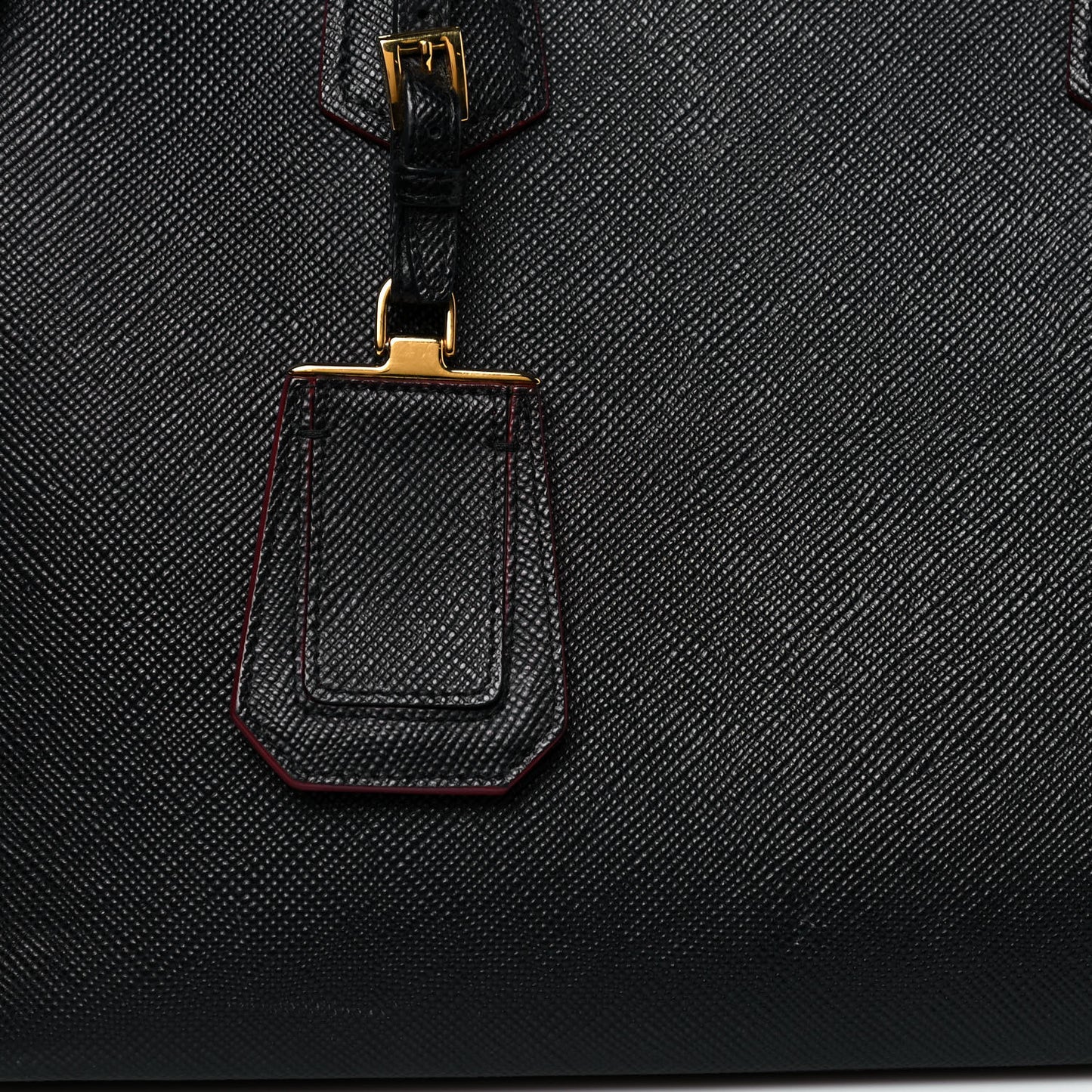 Saffiano Cuir Medium Double Bag Black Fuoco