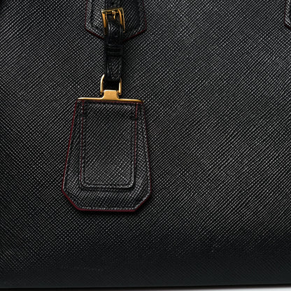Prada Saffiano Cuir Medium Double Bag Black Fuoco 21 of 25