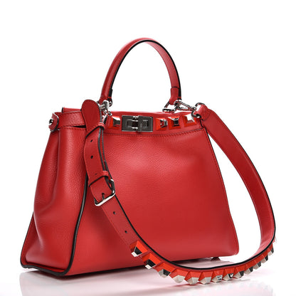 Fendi Vitello Seta Studded Medium Peekaboo Iconic Satchel Fiamma 4 of 8