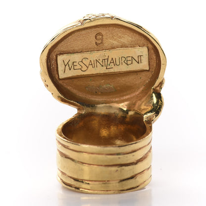 Saint Laurent Glass Cabochon Arty Ovale Ring 9 Gold Coral 3 of 4