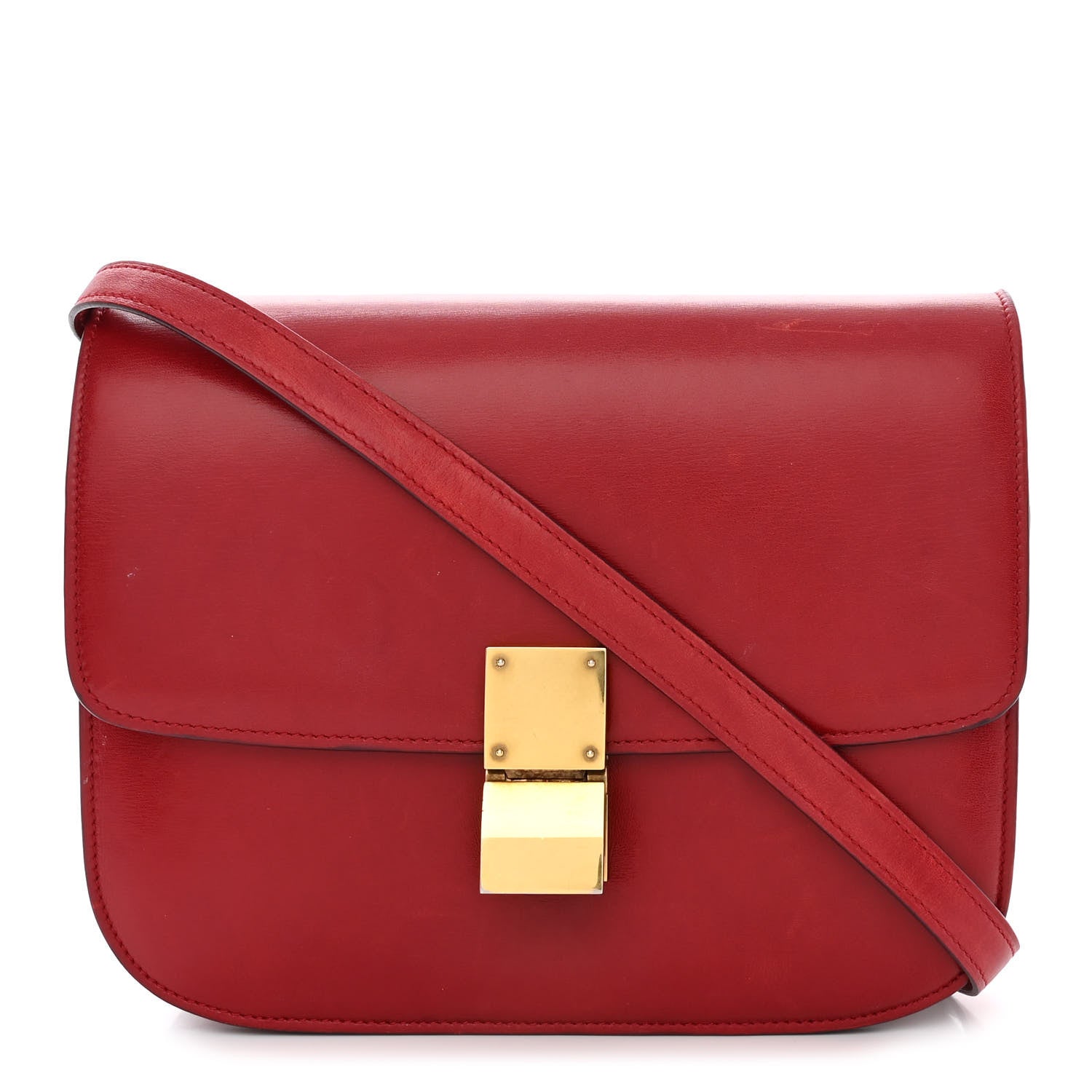 Celine Box Calfskin Medium Classic Box Flap Bag Red 1 of 15