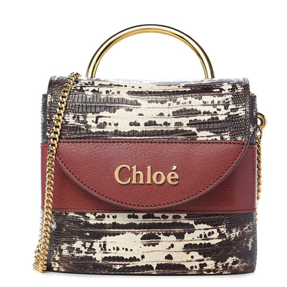 Chloe Calfskin Lizard Embossed Small Aby Lock Sepia Brown 1 of 8