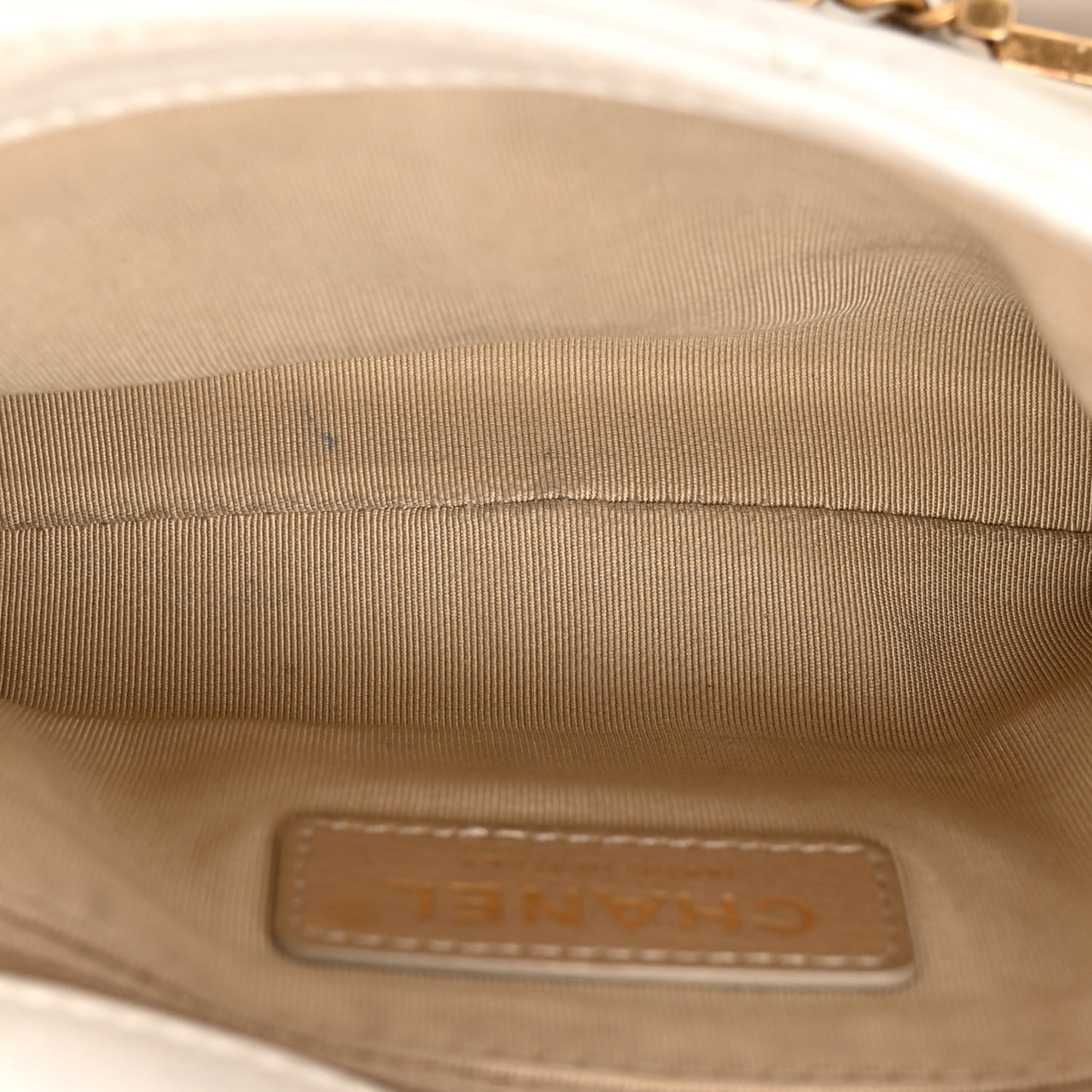 Calfskin Quilted Small Enchained Flap White