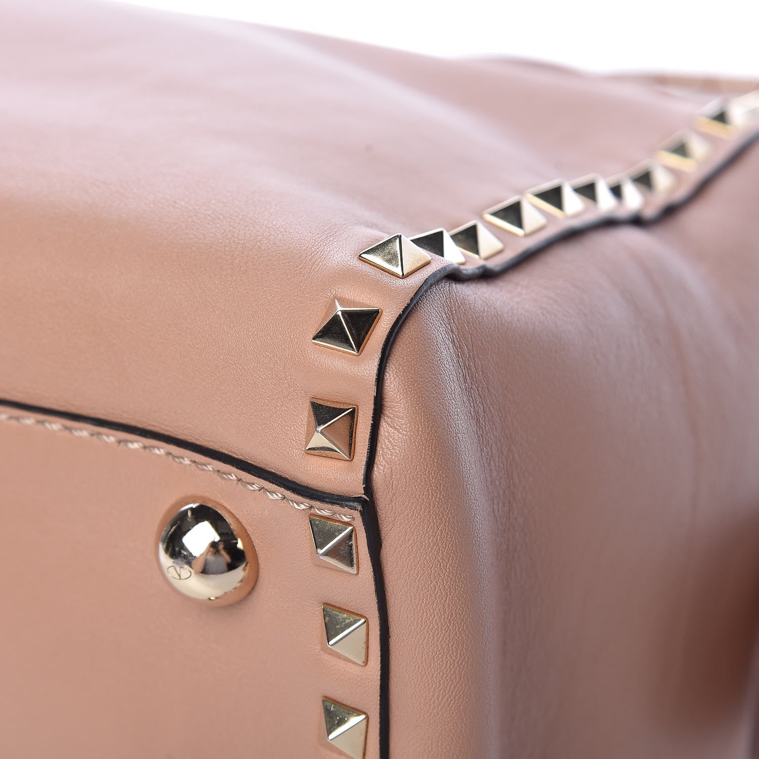 Valentino Garavani Calfskin Rockstud Top Handle Satchel Soft Noisette 11 of 14
