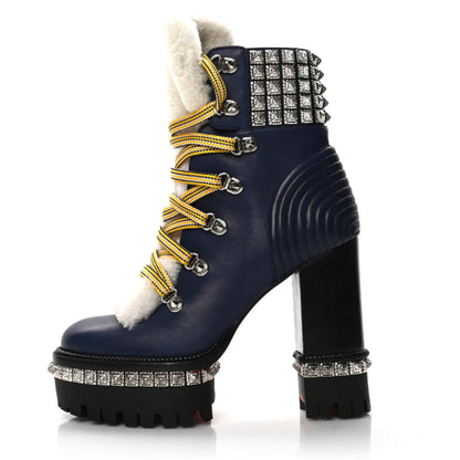 Christian Louboutin Calfskin Studded Shearling Yeti Donna 130 Boots 36 Version Navy 1 of 6