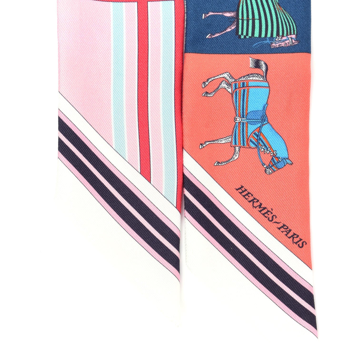 Hermes Silk Couvertures Nouvelles Twilly Blanc Vert Orange 4 of 4