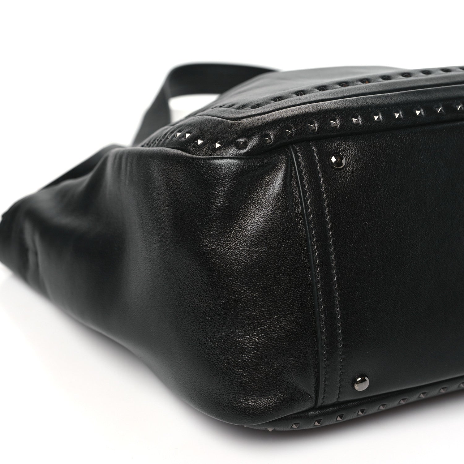 Valentino Garavani Calfskin Rockstud Hobo Tote Black 9 of 10