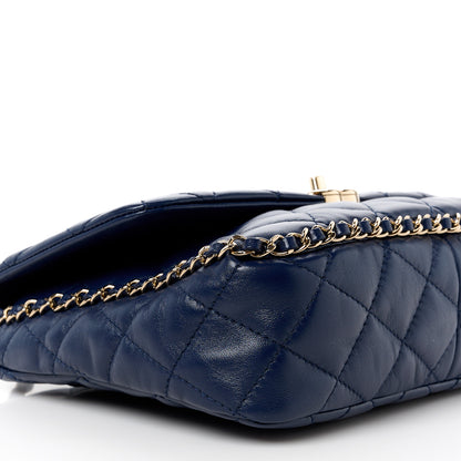 Chanel Lambskin Enamel Quilted Chain Frame Flap Navy 10 of 11