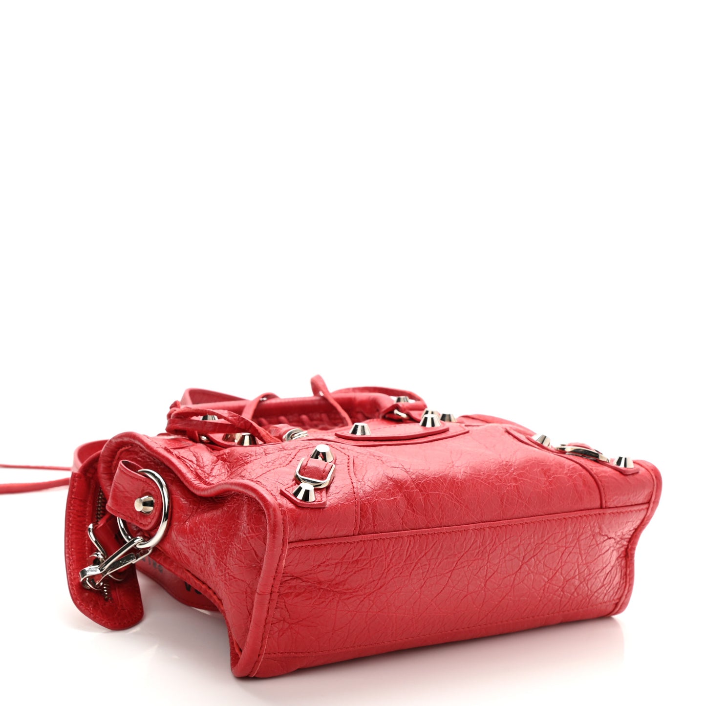 Agneau Classic Silver Hardware Mini City Logo Strap Red Black