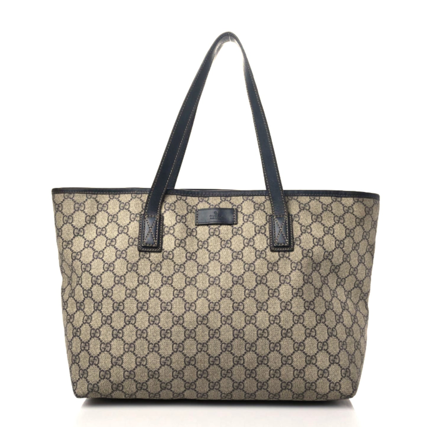 GG Supreme Monogram Medium Zippered Shopping Tote Navy