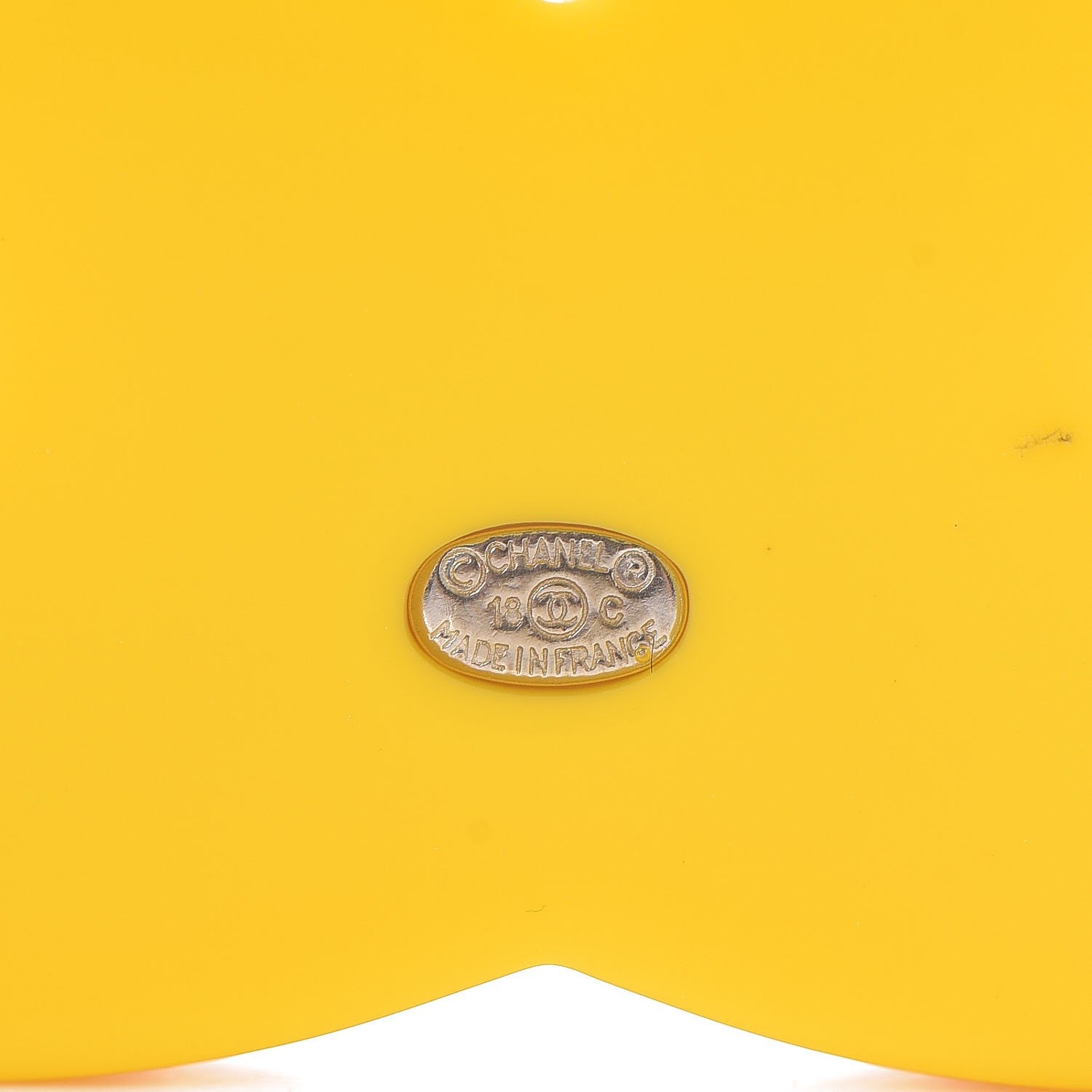 Chanel Resin Glitter Crystal CC Brooch Yellow Blue 4 of 5