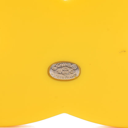 Chanel Resin Glitter Crystal CC Brooch Yellow Blue 4 of 5