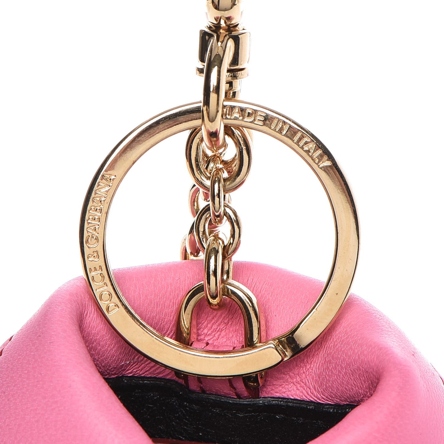Lambskin Fabric Printed Coat Key Holder Pink
