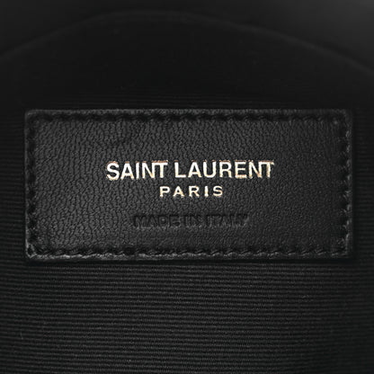 Saint Laurent Metallic Grain De Poudre Matelasse Chevron Monogram Bill Pouch Piombo 6 of 7