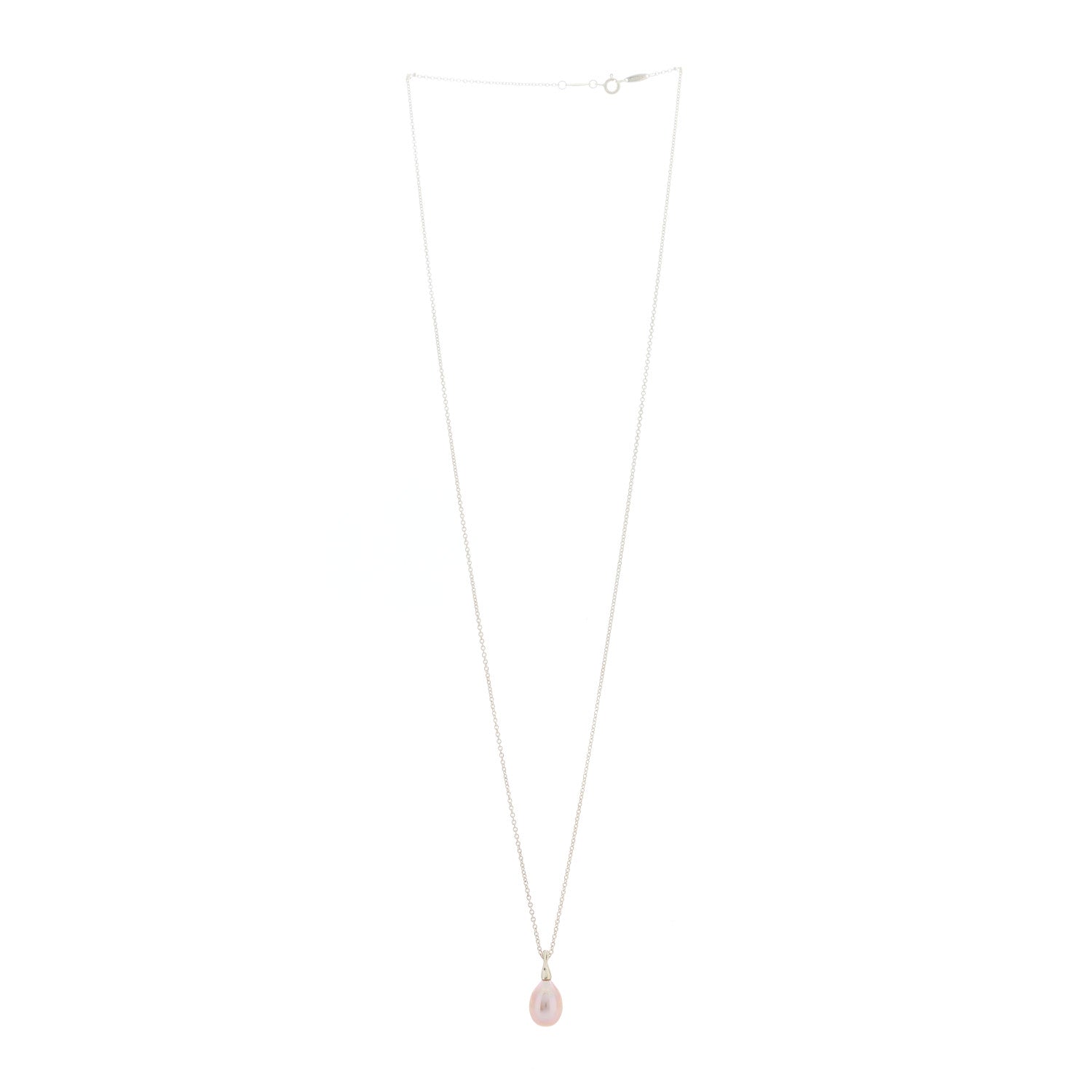 Tiffany Sterling Silver Pearl Drop Pendant Necklace 3 of 8