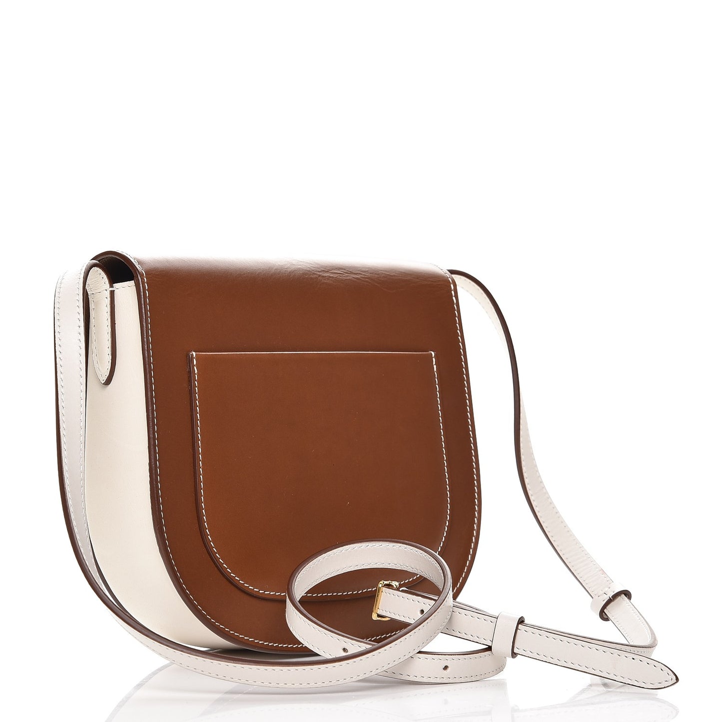 Glazed Calfskin Small Bi-Color Trotteur Chestnut