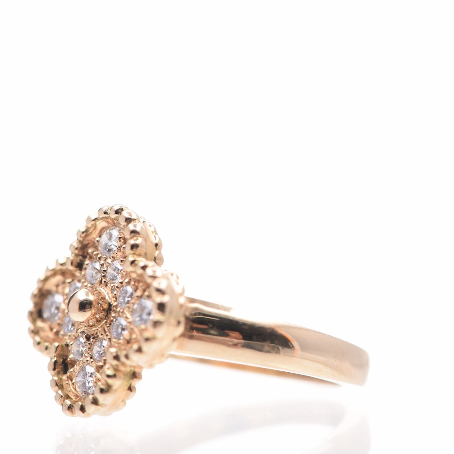 18K Yellow Gold Diamond Vintage Alhambra Ring 52 6