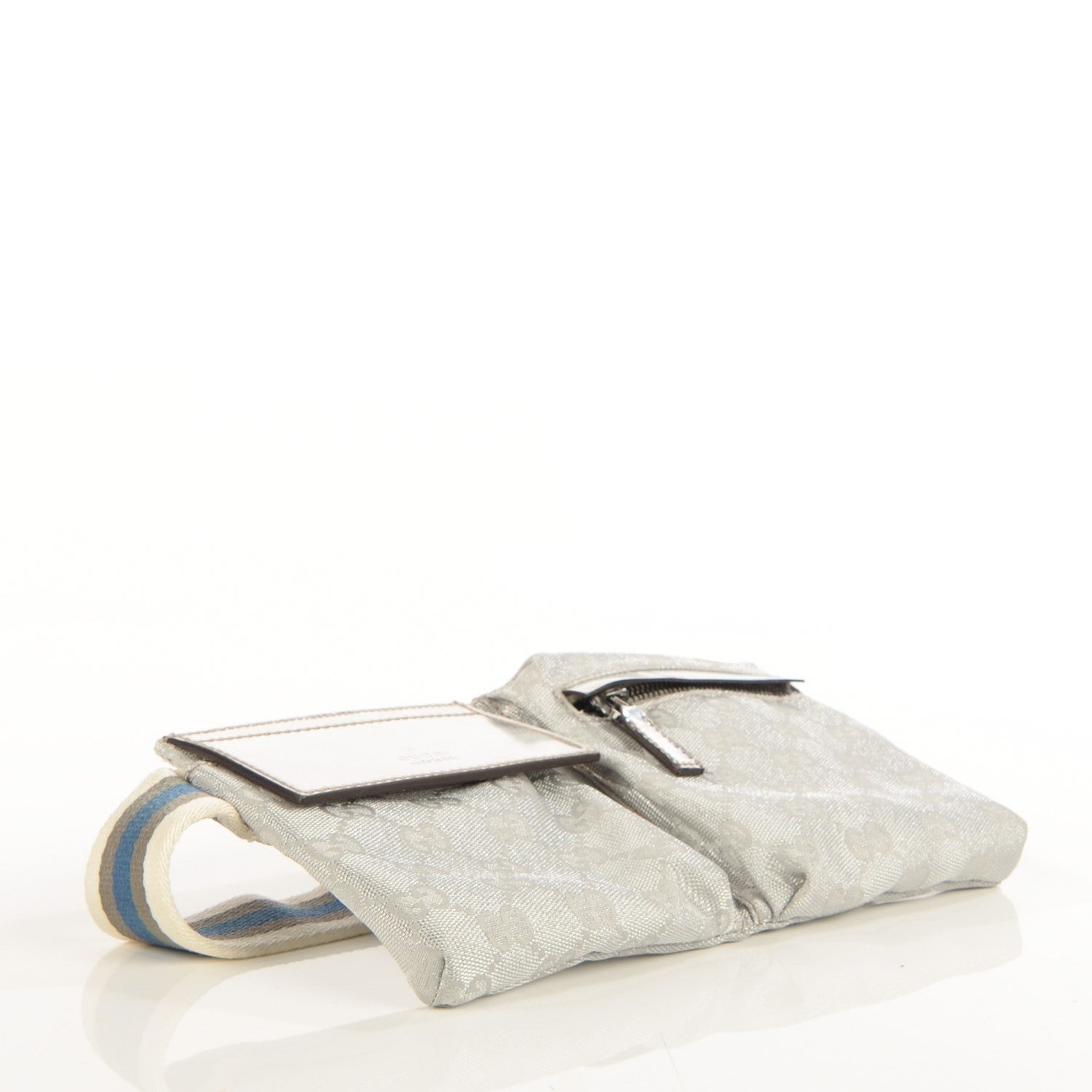 Gucci GG Monogram Web Double Pocket Belt Bag Silver 4 of 7