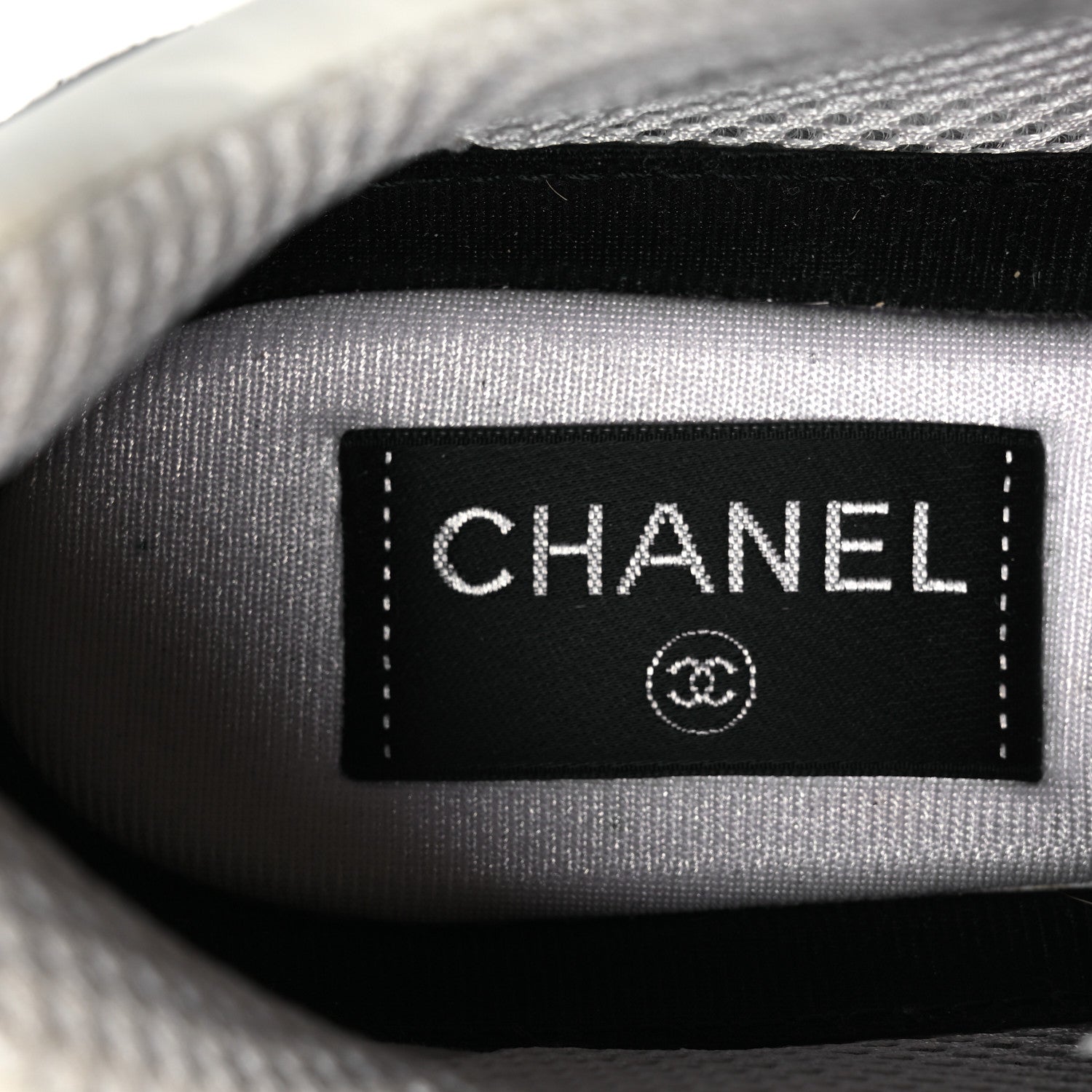 Chanel Mesh Suede Grained Calfskin Womens CC Sneakers 37 Black White 9 of 11