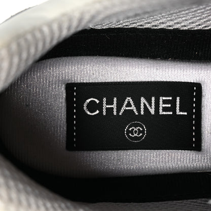 Chanel Mesh Suede Grained Calfskin Womens CC Sneakers 37 Black White 9 of 11