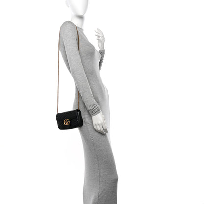 Gucci Calfskin Matelasse Super Mini GG Marmont Shoulder Bag Black 2 of 11