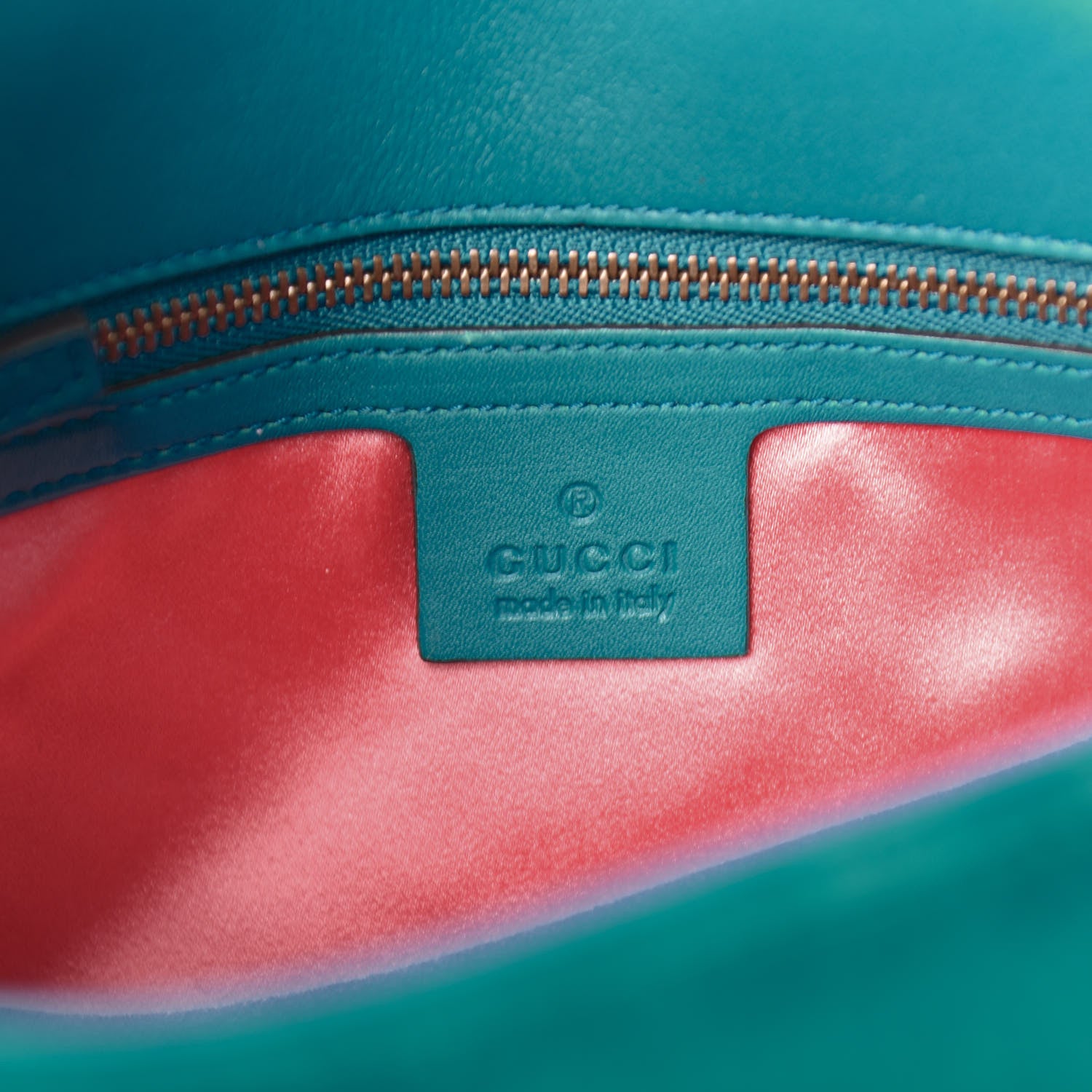 Gucci Velvet Matelasse Small GG Marmont Shoulder Bag Pavone Cyan 7 of 13