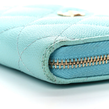 Chanel Caviar Quilted Zip Coin Purse Light Blue 9 of 19