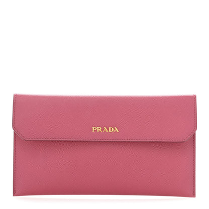 Prada Saffiano Metal Large Flap Wallet Peonia 1 of 12