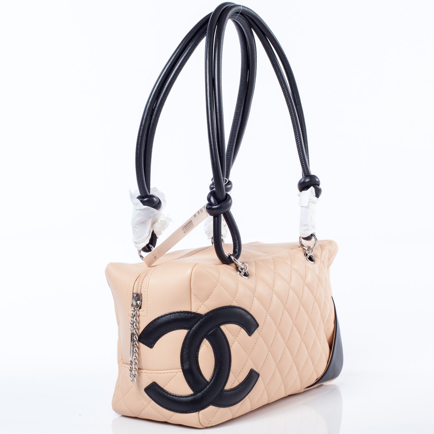 Chanel Calfskin Quilted Large Cambon Bowler Beige Black 3 of 11