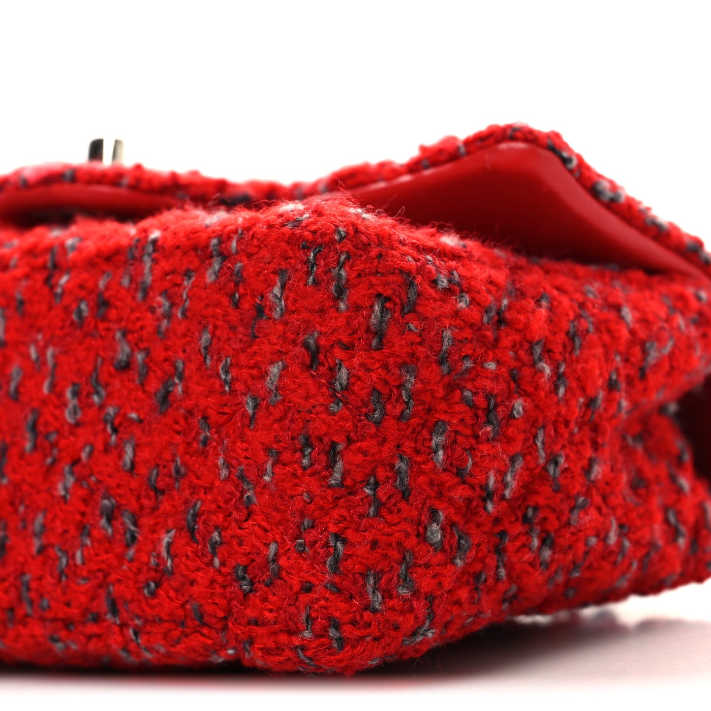 Tweed Quilted Mini Rectangular Flap Red Grey