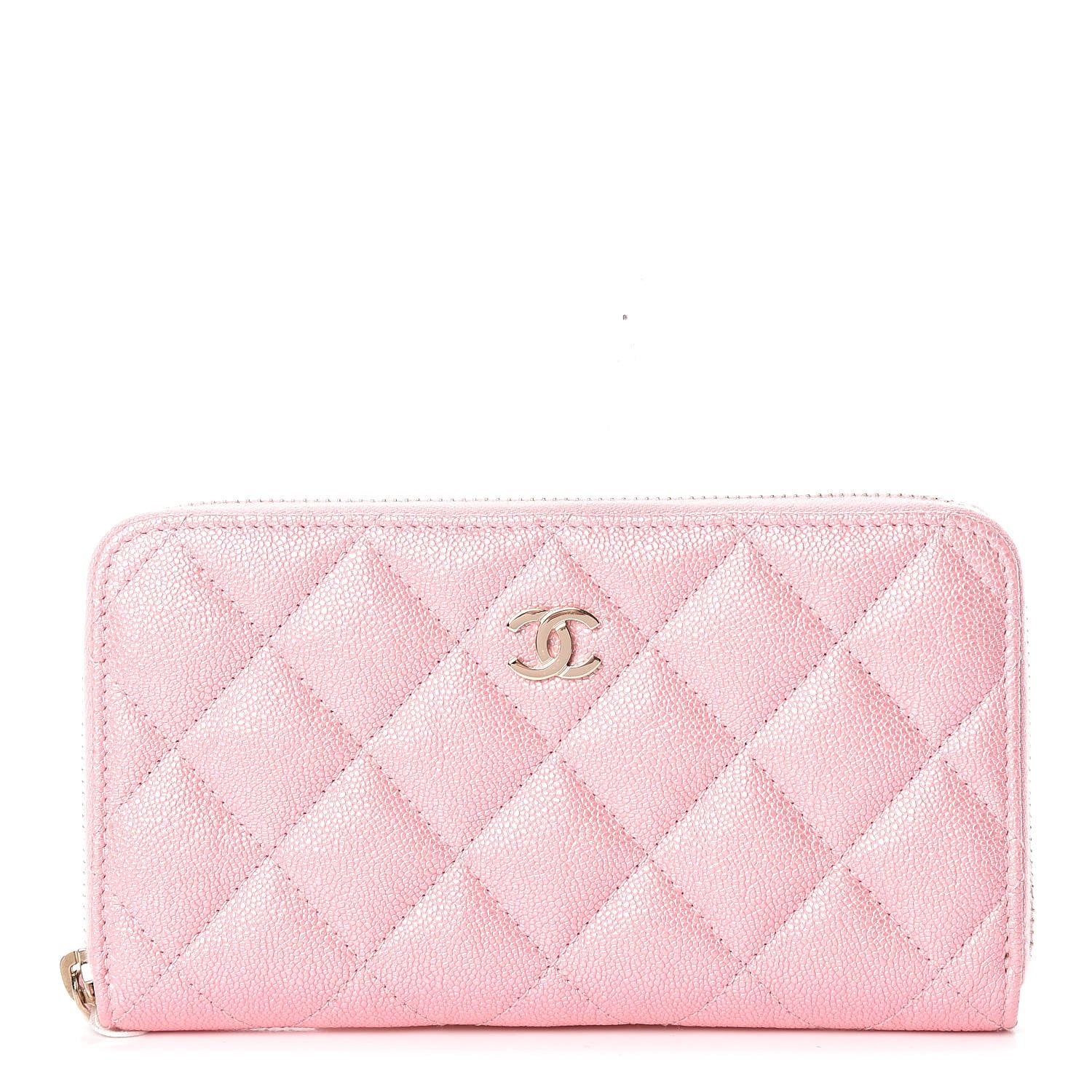 Chanel Iridescent Caviar Quilted Medium Zip Around Wallet Pink 1 of 12