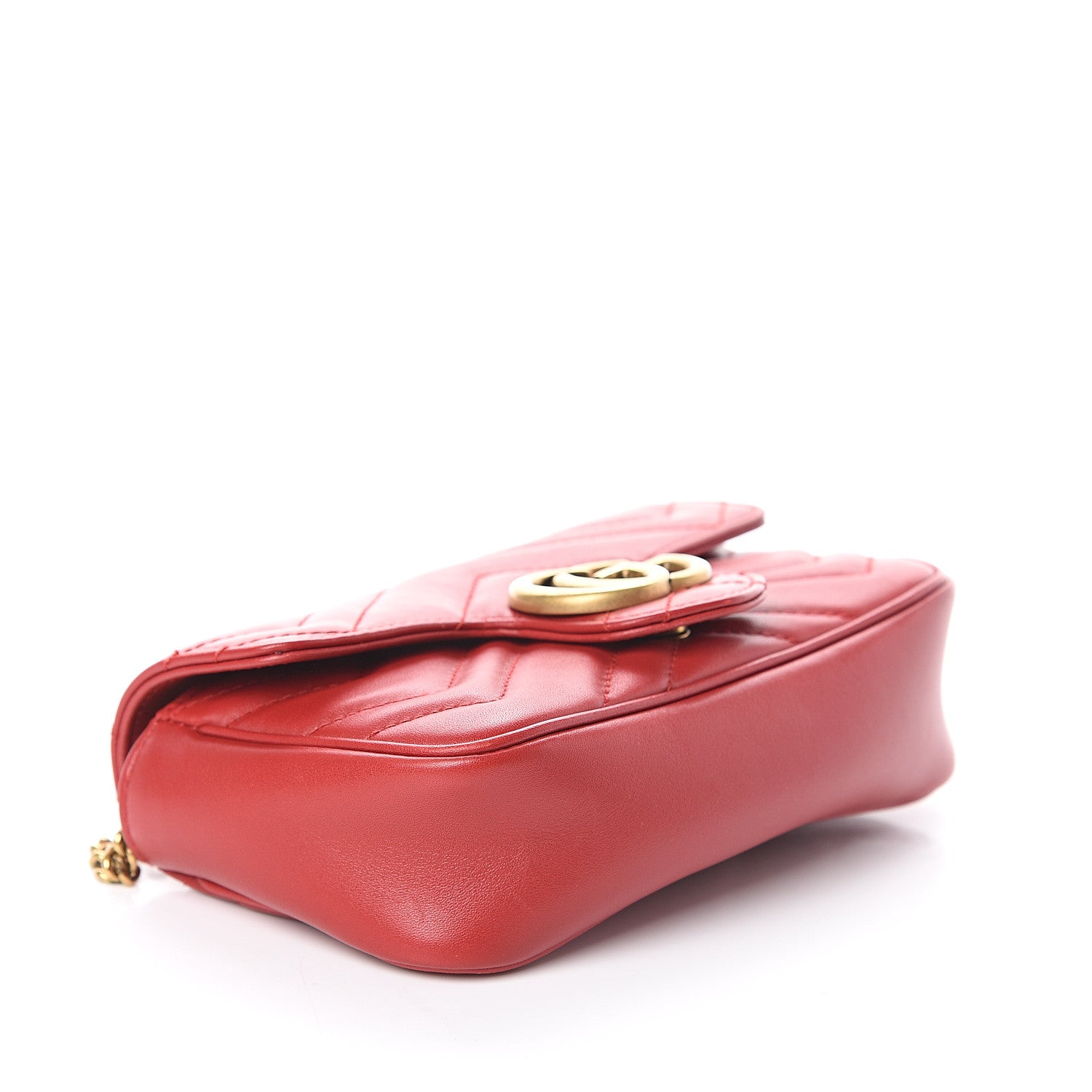 Gucci Calfskin Matelasse Super Mini GG Marmont Shoulder Bag Hibiscus Red 3 of 8