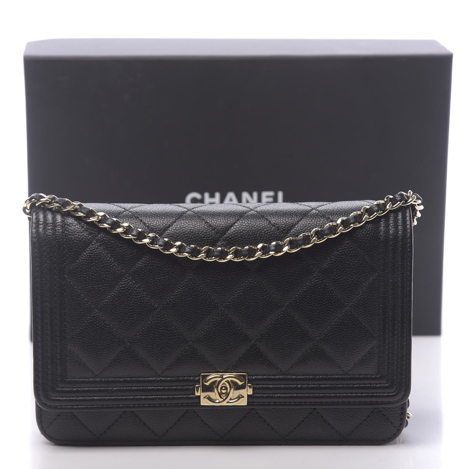 Chanel Caviar Quilted Boy Wallet On Chain WOC Black 14 of 14