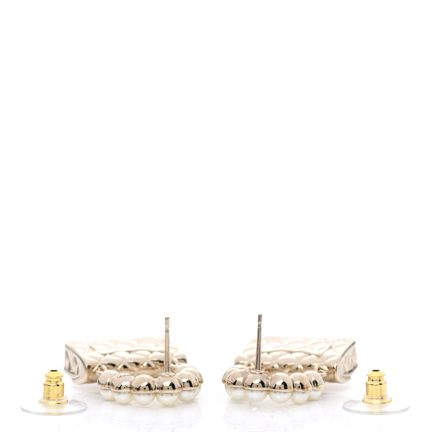 Chanel Pearl Quilted CC Flap Bag Earrings Gold 3 of 5