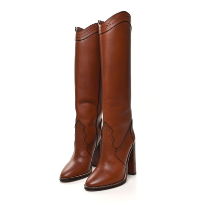 Saint Laurent Kate 105 Western Knee High Boots 38 New Papaya 3 of 9