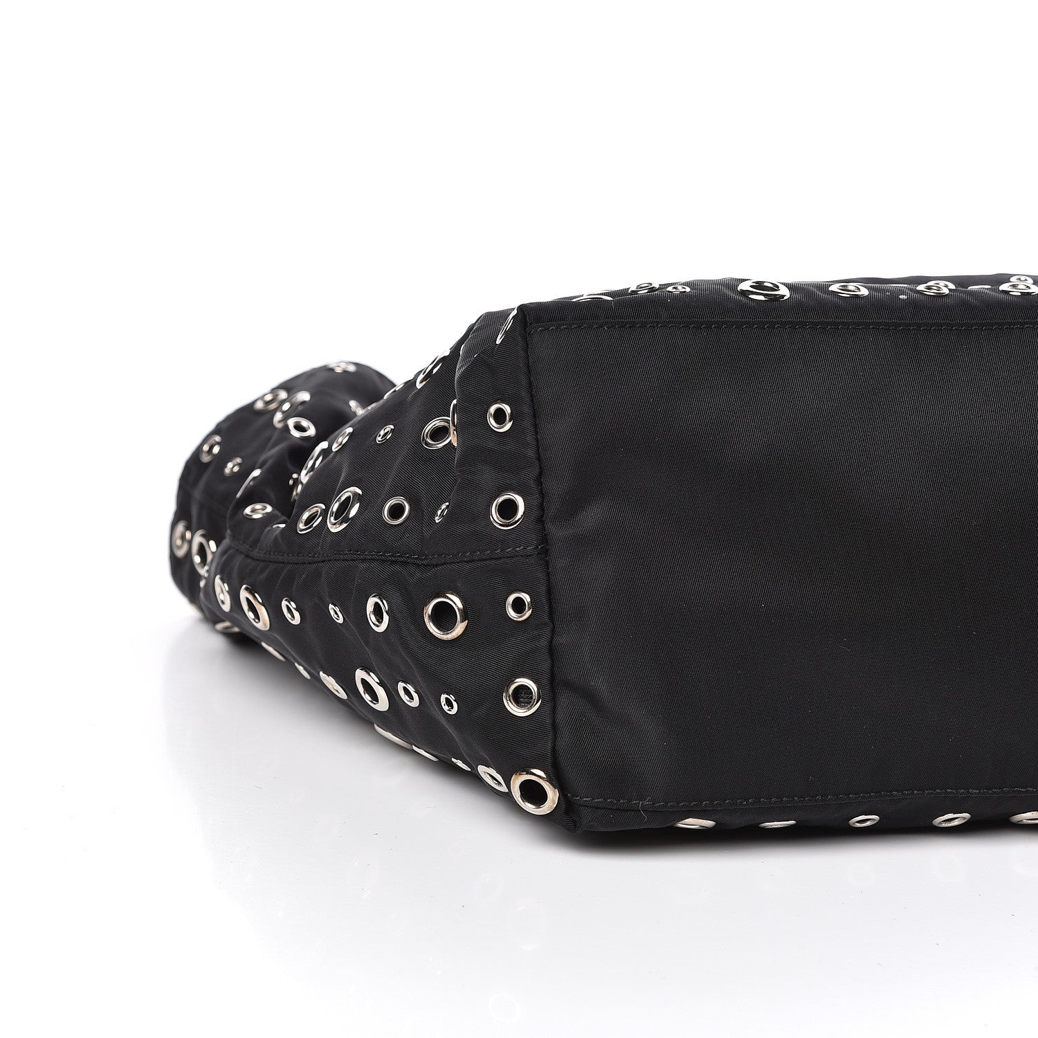 Prada Nylon Metal Grommet Bag Black 7 of 9