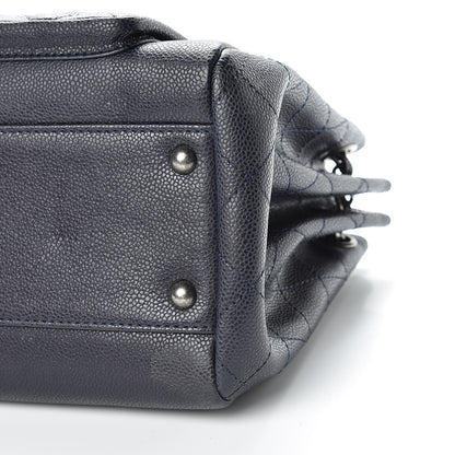 Chanel Caviar Quilted CC Accordion Shopping Bag Navy 10 of 15