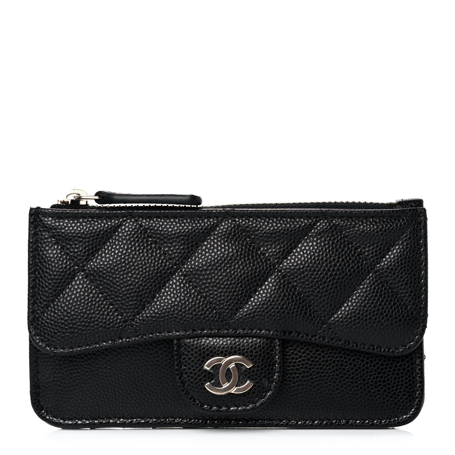 Chanel Caviar Quilted Flap Zip Card Holder Black 1 of 11