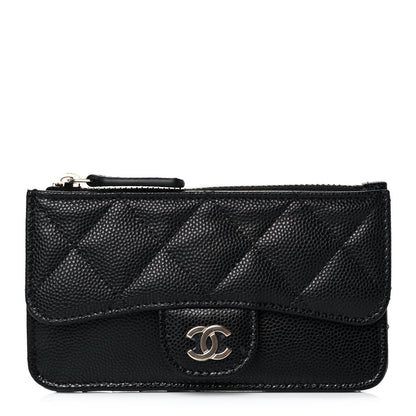 Chanel Caviar Quilted Flap Zip Card Holder Black 1 of 11