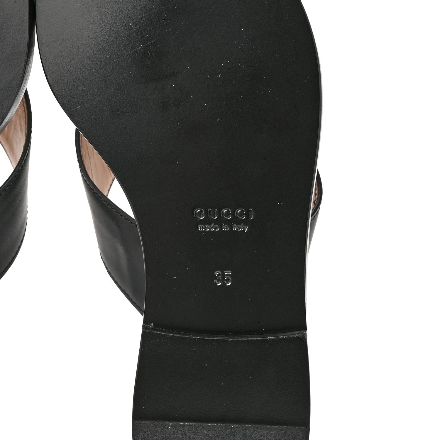 Gucci Lifford Calfskin GG Monogram Embossed Interlocking G 5mm Thong Sandals 35 Black 6 of 7