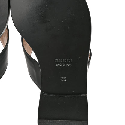 Gucci Lifford Calfskin GG Monogram Embossed Interlocking G 5mm Thong Sandals 35 Black 6 of 7