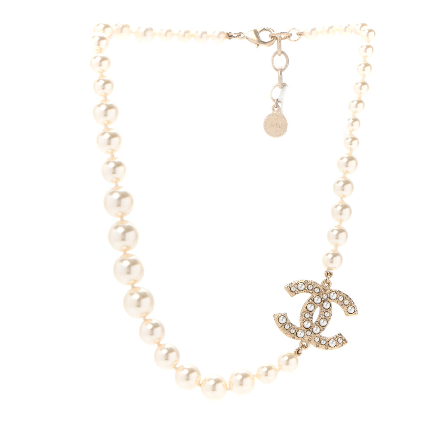 Pearl CC 100th Anniversary Necklace Light Gold