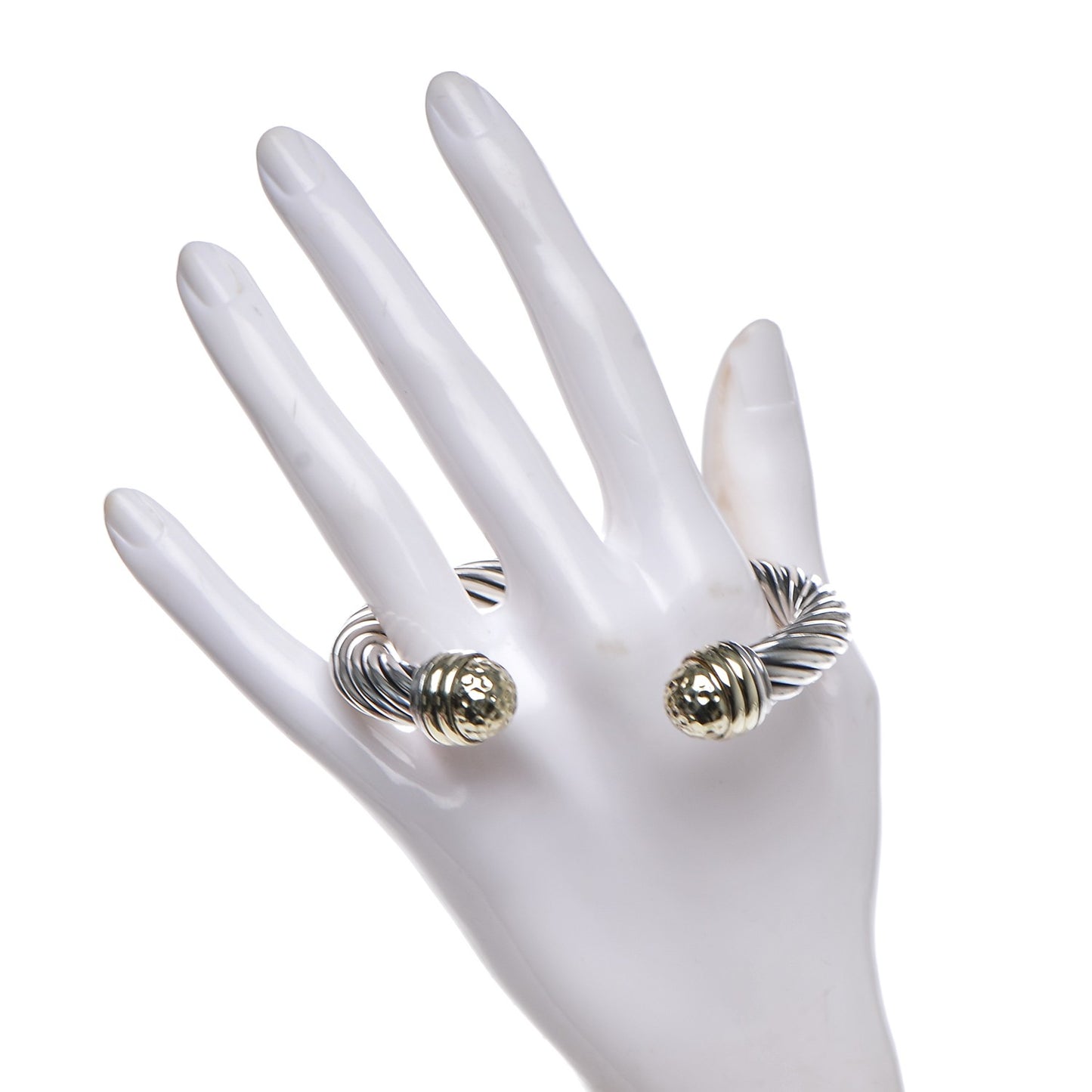 Sterling Silver 14K Yellow Gold 10mm Cable Classics Bracelet