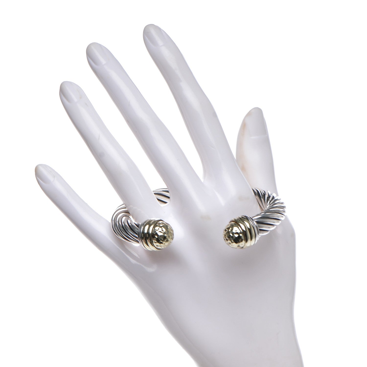 David Yurman Sterling Silver 14K Yellow Gold 10mm Cable Classics Bracelet 2 of 4