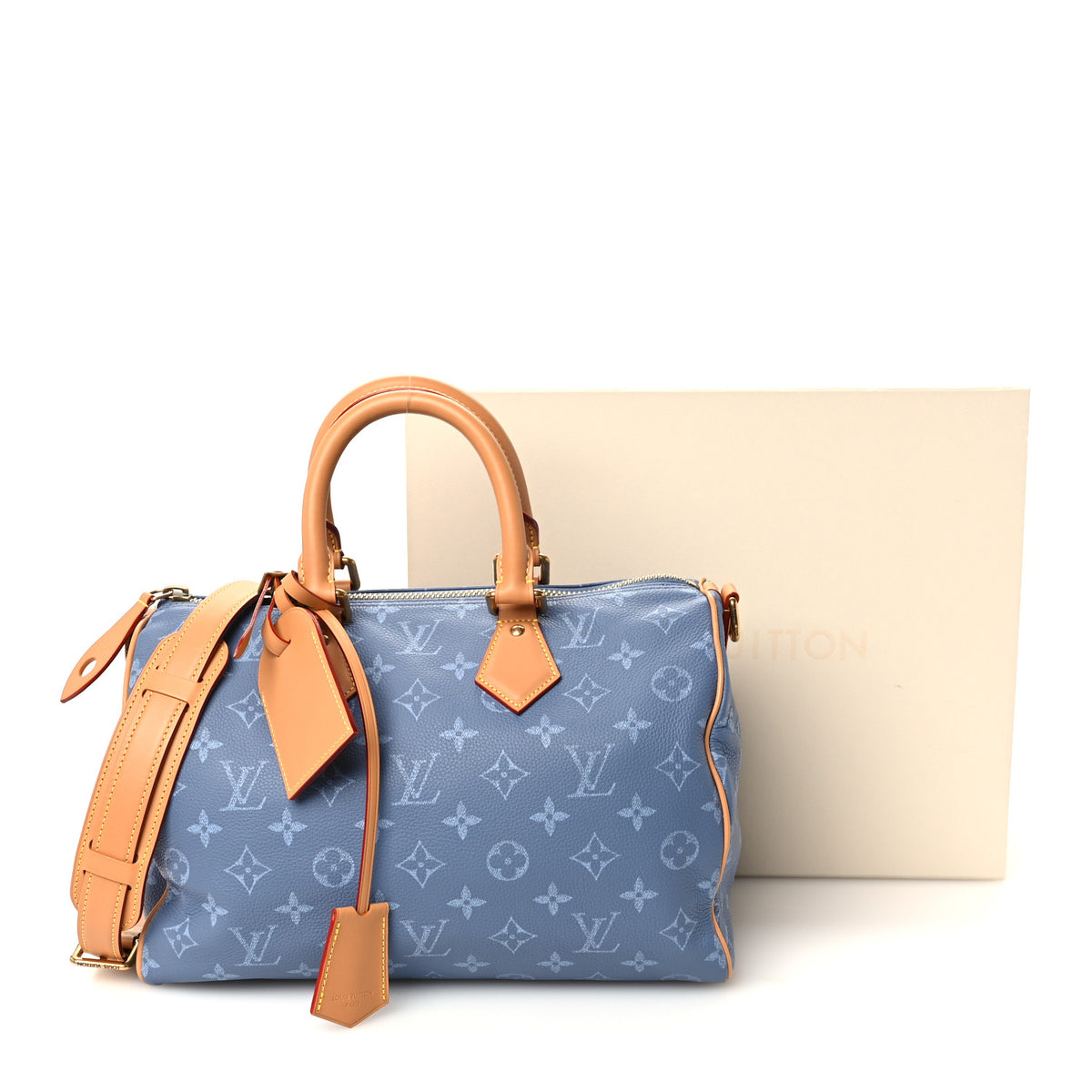 Calfskin Monogram Speedy P9 Bandouliere 30 Silk Blue