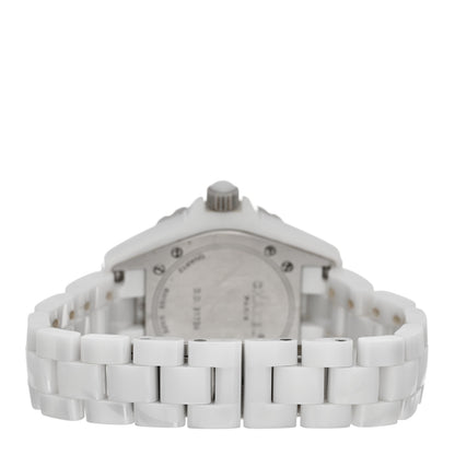Chanel Stainless Steel Ceramic Diamond 33mm J12 Quartz Watch White 3 of 4