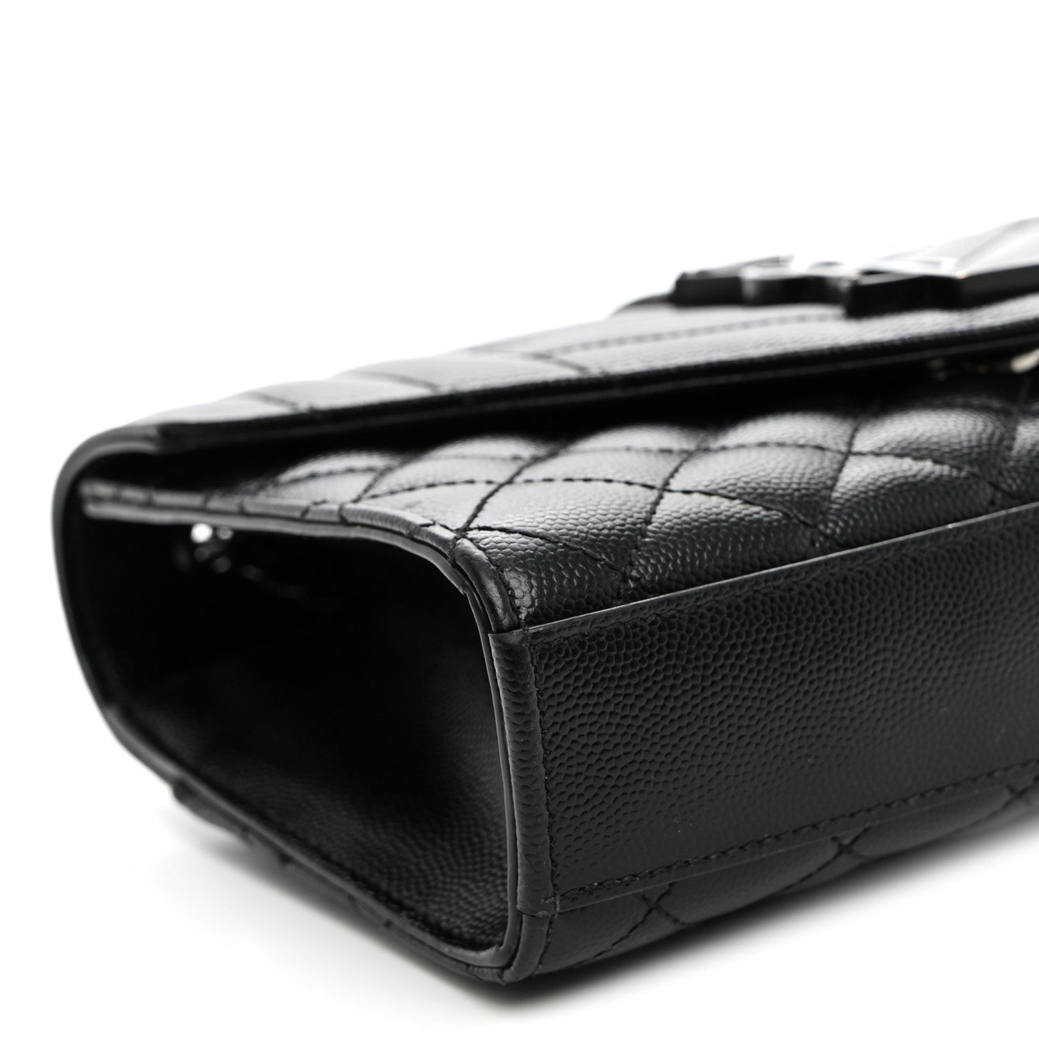Saint Laurent Grain De Poudre Textured Mixed Matelasse Triquilt Small Monogram Monochrome Satchel Black 8 of 9