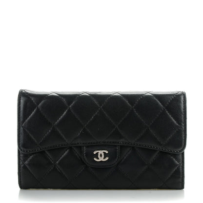 Chanel Lambskin Quilted Large Flap Wallet Black 1 of 9