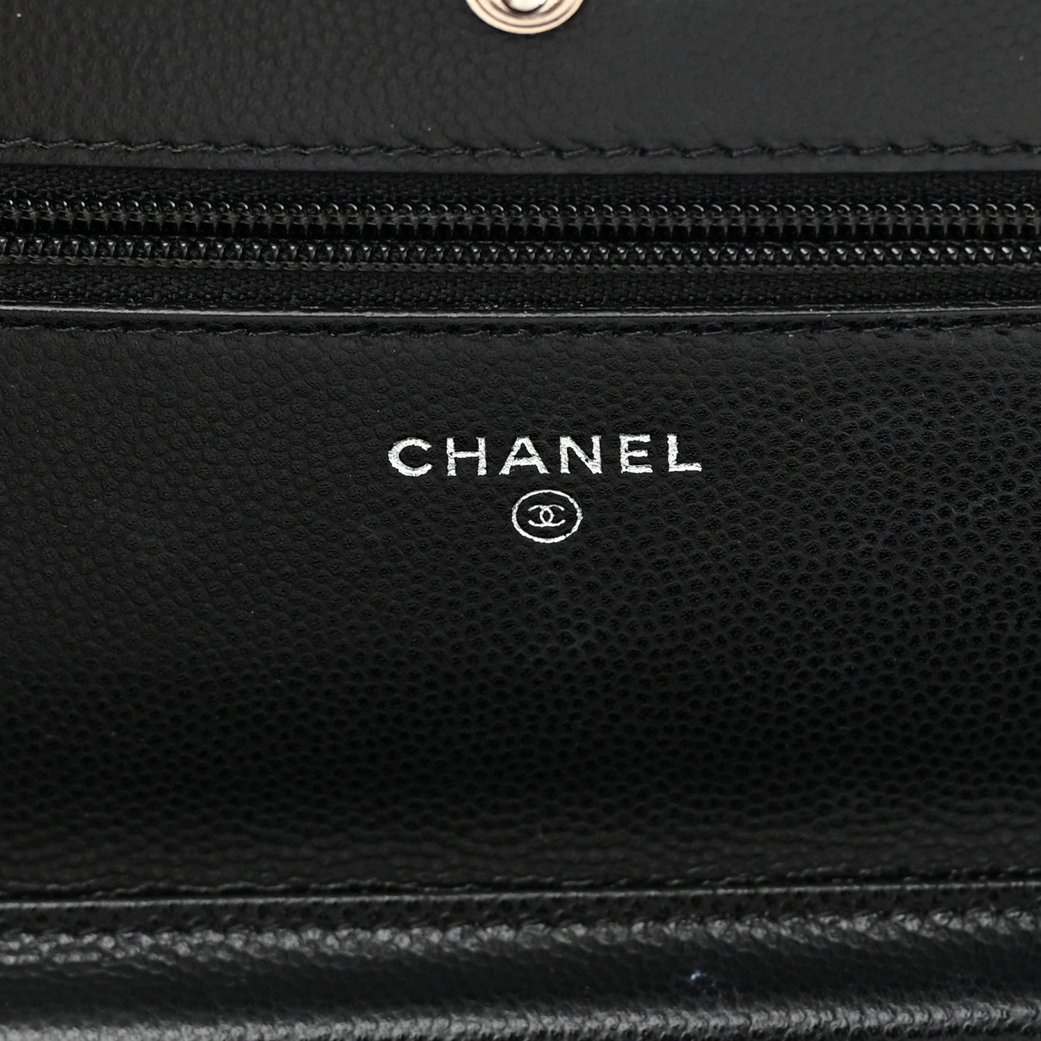 Chanel Caviar Chevron Quilted Wallet On Chain WOC Black 6 of 15